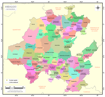 Mapa de municipios de Hidalgo