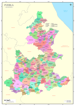 Mapa de municipios de Puebla
